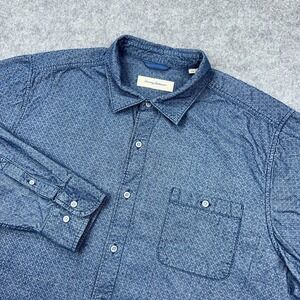 Tommy Bahama Shirt Men 2XL Blue Cotton Woven Long Sleeve Button Up Resort Pocket